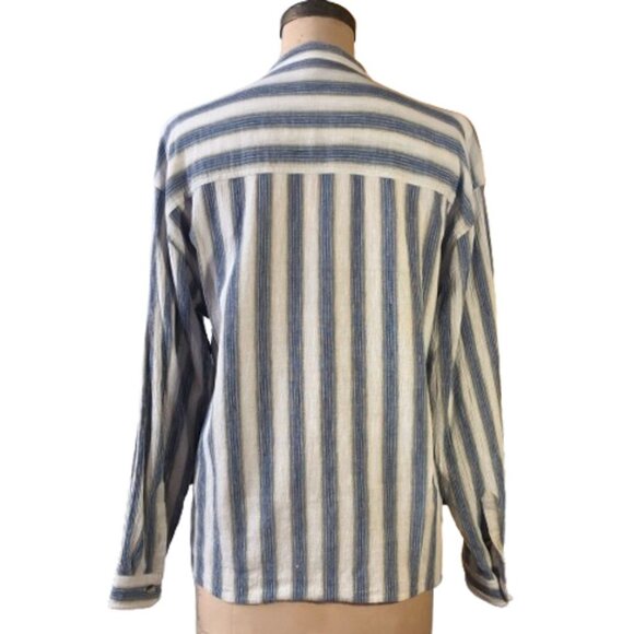 Vintage Jordache minimalist 100% cotton striped button up shirt - Picture 6 of 16